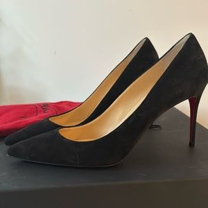 Christian louboutins black suede heel